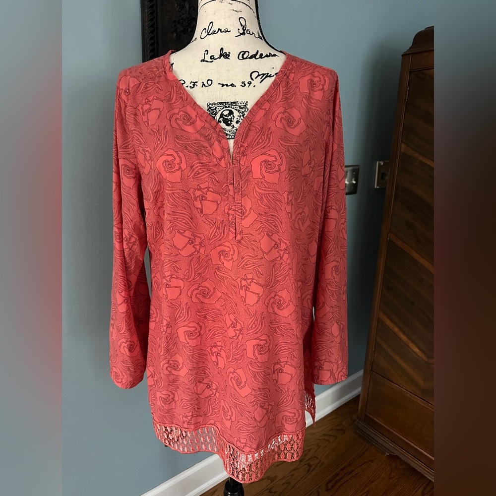 Toad&Co. Women's Coral Floral Lace-Hem Swim Cover Up